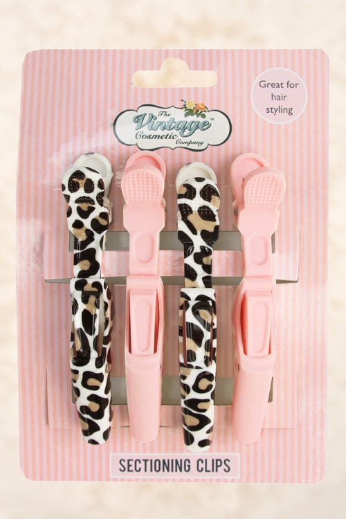 The Vintage Cosmetic Company - Sectioning Clips in Pink und Leopard