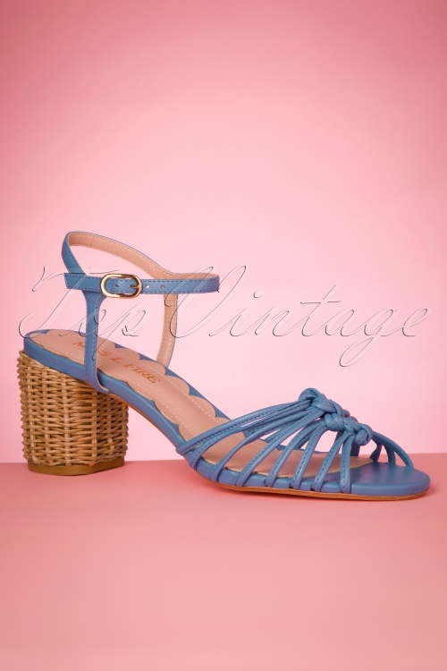 Miss L-Fire - 70s Florentina Basket Heel Sandals in Cornflower Blue 2