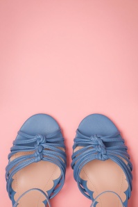 Miss L-Fire - 70s Florentina Basket Heel Sandals in Cornflower Blue 4
