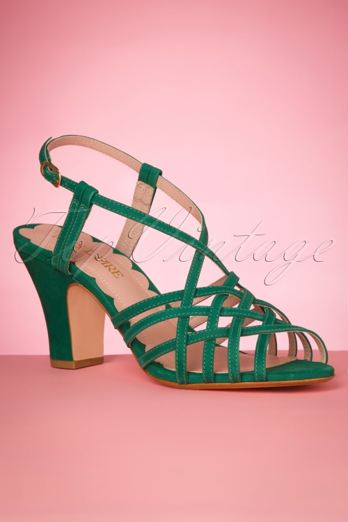 Miss L-Fire - 40s Jasmine Strappy Cross Over Sandals in Kelly Green 2