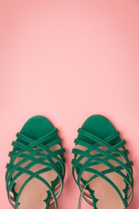 Miss L-Fire - 40s Jasmine Strappy Cross Over Sandals in Kelly Green 4