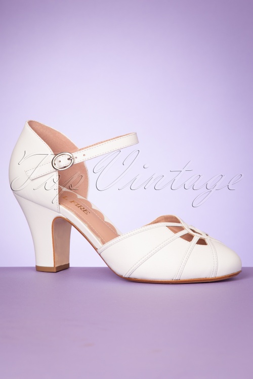 Miss L-Fire - Andie lederen Mary Jane pumps in wit 2