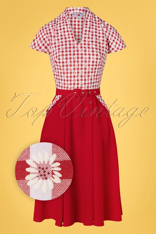 Miss Candyfloss - Limited Edition ~ 50s Ahava Rose Swing Dress in Red and White