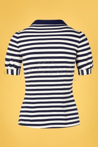 Who's That Girl - 60s Suvi Striped Blouse in Navy and Soft White 2