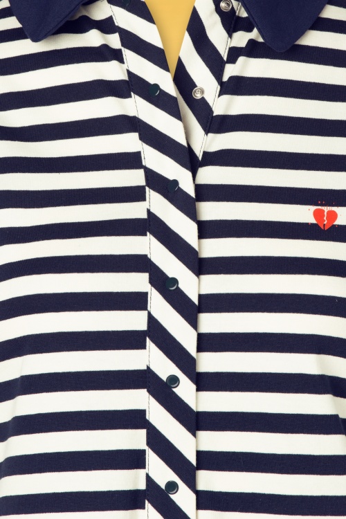 Who's That Girl - 60s Suvi Striped Blouse in Navy and Soft White 3