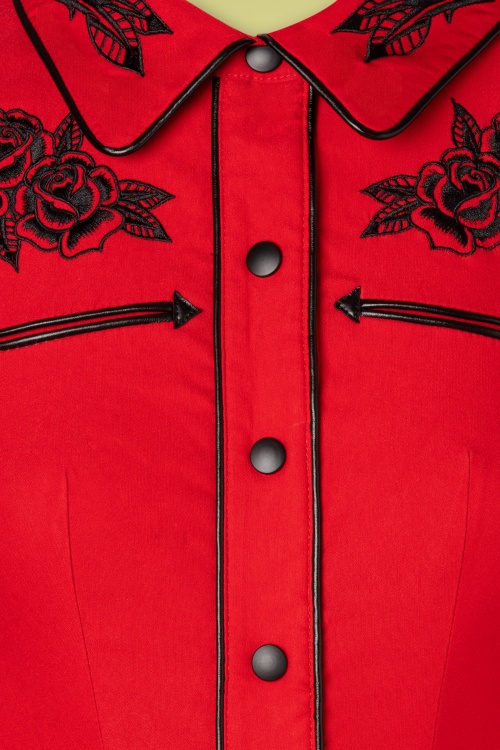 Katakomb - June western pencil jurk in rood 4