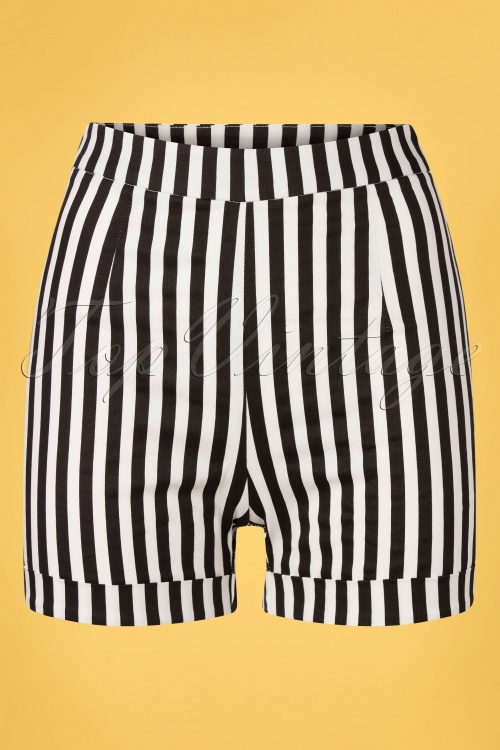 Katakomb - 50s Connie Striped Shorts in Black and White 2