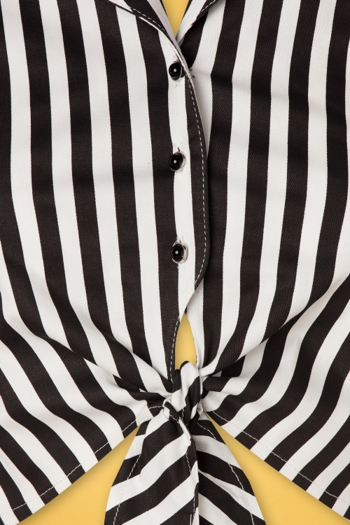Katakomb - 50s Connie Striped Blouse in Black and White 3