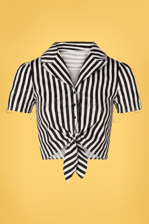 Katakomb - Connie gestreepte blouse in zwart en wit