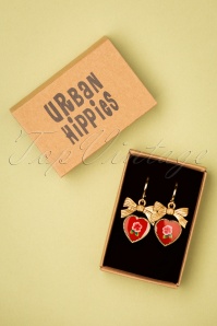 Urban Hippies - 70s Polly D'Amour Earrings in Gold and Red