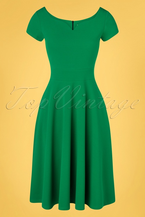 Vintage Chic for Topvintage - Carin swing jurk in smaragdgroen