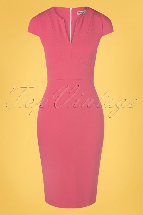 50s Rose Pencil Dress in Pink