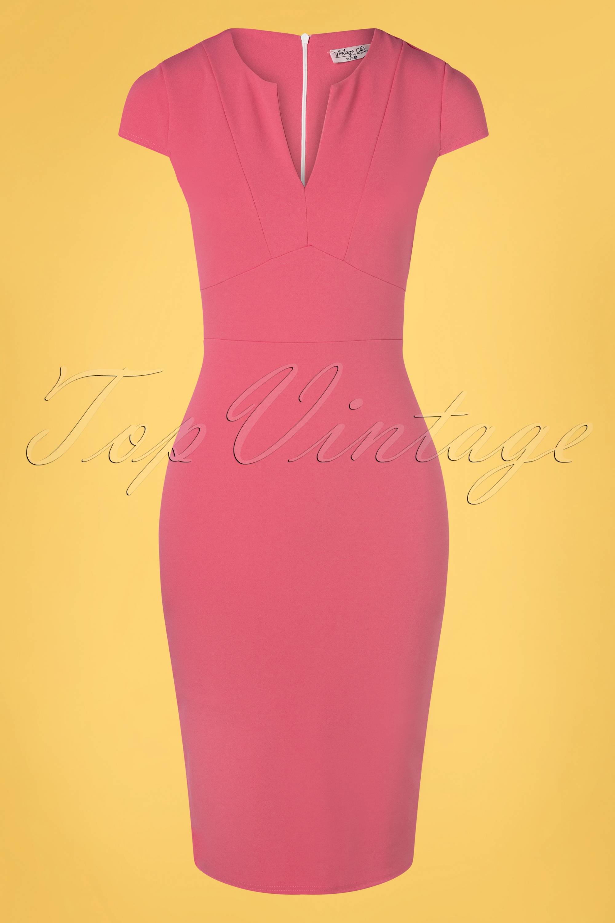 Vintage Chic for Topvintage - Rose pencil jurk in roze 