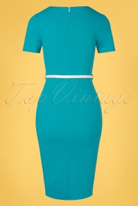 Vintage Chic for Topvintage - Demery Pencil Dress Années 50 en Bleu Mosaïque 2
