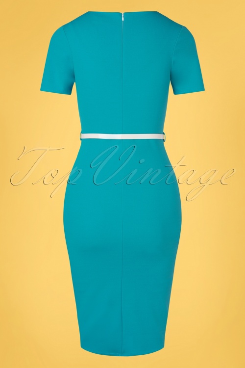 Vintage Chic for Topvintage - Demery pencil jurk in mozaïek blauw 2