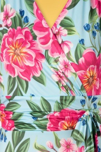 Vintage Chic for Topvintage - Milene Floral Cross Over Maxi Dress Années 50 en Rose et Bleu 4