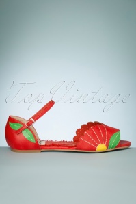 Bettie Page Shoes - Molly peeptoe ballerina's in rood 4