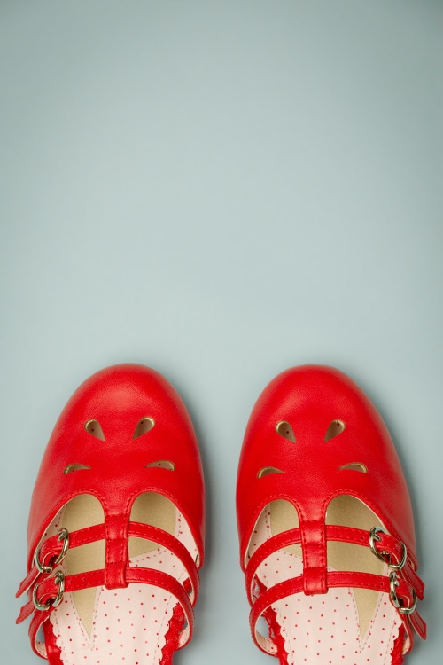 Bettie Page Shoes - Polly Flats Années 50 en Rouge 3