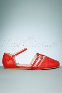 Bettie Page Shoes - Polly Flats Années 50 en Rouge 4