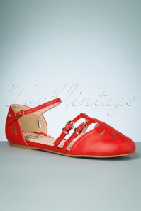 Bettie Page Shoes - Polly Flats Années 50 en Rouge 2