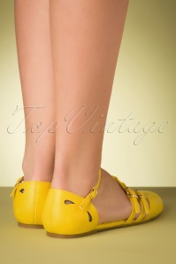 Bettie Page Shoes - Polly ballerina's in geel 5