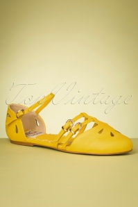 Bettie Page Shoes - Polly Flats in Gelb 2
