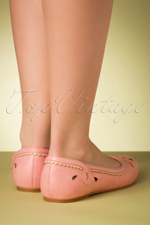Bettie Page Shoes - 50s Dolly Flats in Pink 5