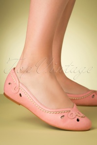 Bettie Page Shoes - Dolly Flats Années 50 en Rose