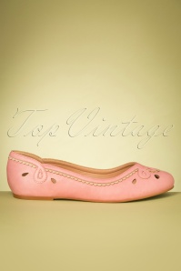 Bettie Page Shoes - 50s Dolly Flats in Pink 4