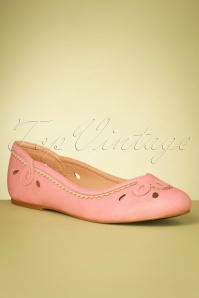 Bettie Page Shoes - Dolly ballerina's in roze 2
