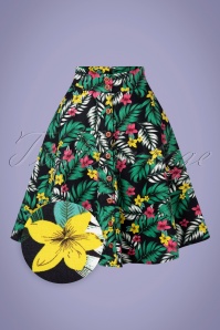 Rockin' Bettie - 50s Hanalei Button Down Swing Skirt in Hawai Black
