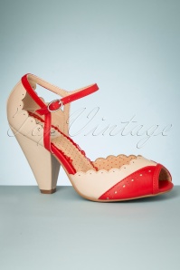 Bettie Page Shoes - Delia peeptoe pumps in rood 2