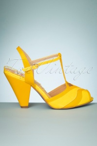 Bettie Page Shoes - 50s Jilly Peeptoe Sandals in Yellow 2