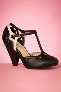 Bettie Page Shoes - Tally T-Strap pumps in zwart 2