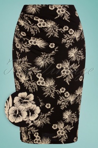 Vintage Chic for Topvintage - Caryl Floral Swing Dress Années 50 en Noir et Brun