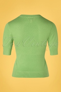 Timeless - 50s Daisy Crop Sleeve Jumper in Spring Green 2