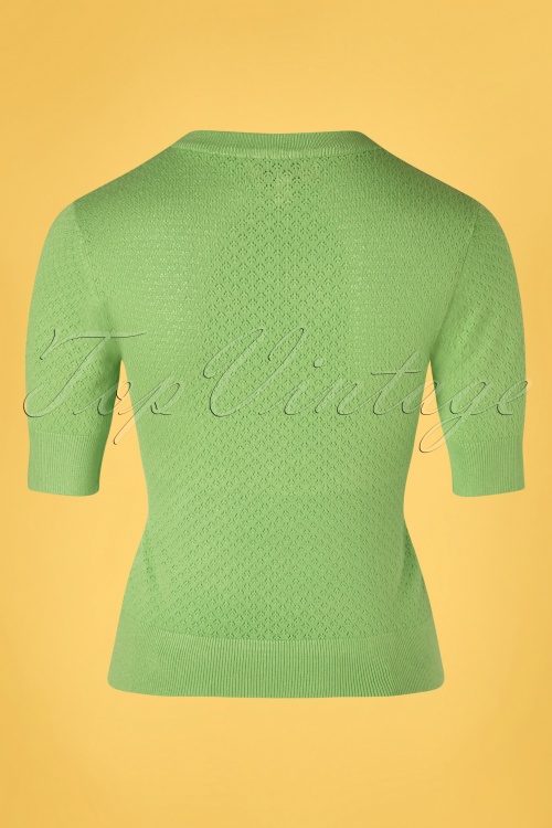 Timeless - 50s Daisy Crop Sleeve Jumper in Spring Green 2