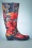 Ruby Shoo - Esme floral wellington laarzen in marineblauw en koraal 5