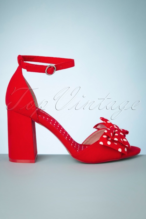 Ruby Shoo - 60s Dorry Peeptoe Sandals in Red 4