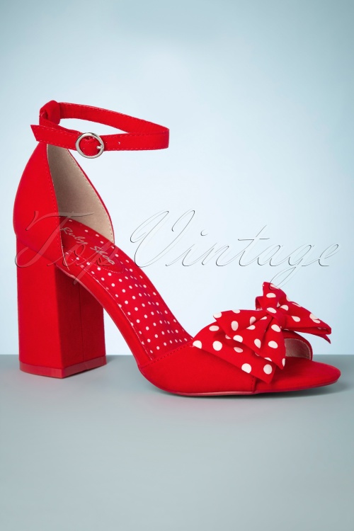Ruby Shoo - 60s Dorry Peeptoe Sandals in Red 2