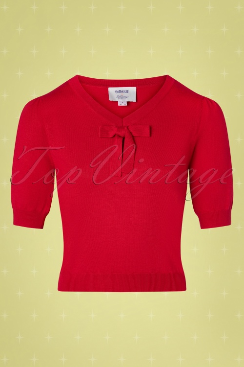 Collectif ♥ Topvintage - 50s Jennifer Knitted Top in Red 2