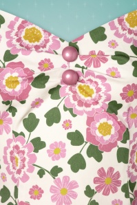Collectif ♥ Topvintage - Dolores Flower Power Top in Weiß und Pink 3