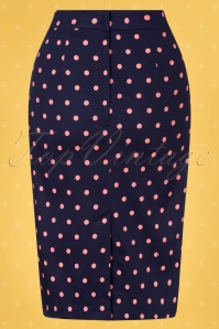 Collectif ♥ Topvintage - 50s Polly Pretty Polka Pencil Skirt in Navy and Pink 5