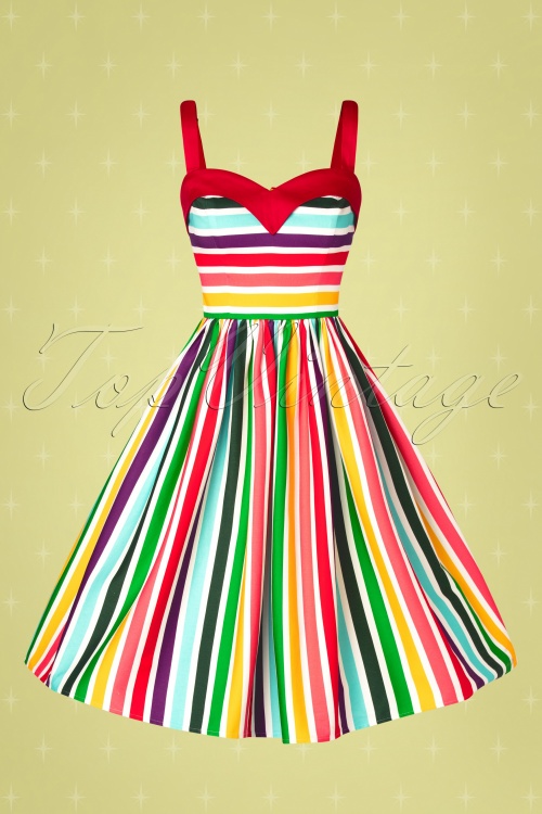 Collectif ♥ Topvintage - Kiana Tutti Frutti Swing Dress Années 50 en Multi 6