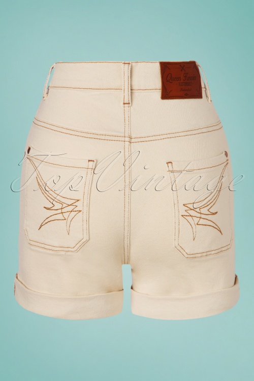 Queen Kerosin - 50s Ash Shorts in Nature White Denim 2