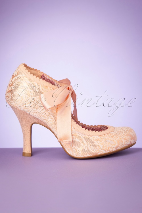 Ruby Shoo - 50s Willow Brocade Pumps in Rose Gold 4