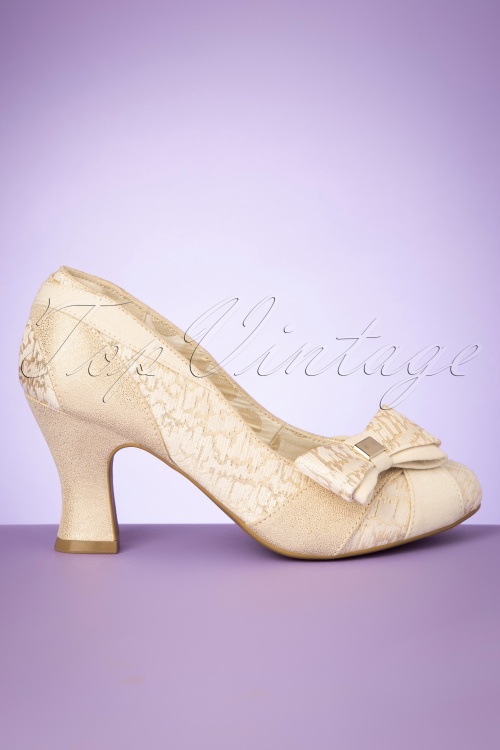Ruby Shoo - 50s Tatum Bow Pumps in Gold 4