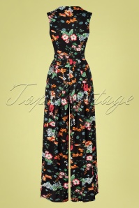 Miss Candyfloss - 50s Zara Lou Floral Jumpsuit in Black 4
