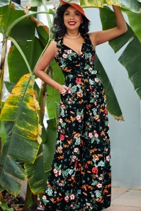 Miss Candyfloss - 50s Zara Lou Floral Jumpsuit in Black