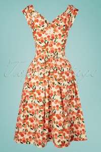 Emily and Fin - 50s Florence Mini Summer Oranges Swing Dress in Cream 5